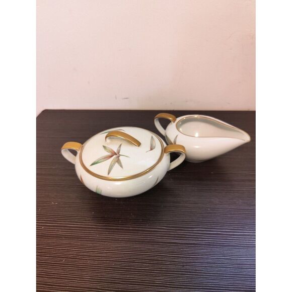 Vintage MCM Noritake China Canton Bamboo #5027  Creamer & Lidded Sugar Bowl Set - Picture 10 of 10